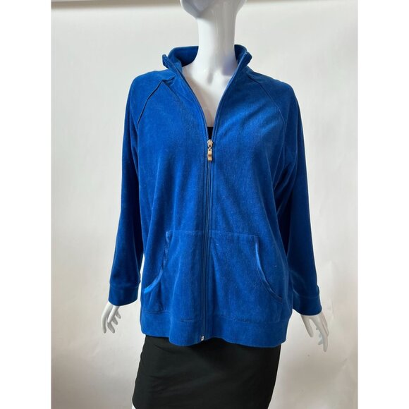 Allison Daley Petite Womens Blue Full-Zip Jacket With Pockets PM/M Cotton & Poly - Picture 11 of 16